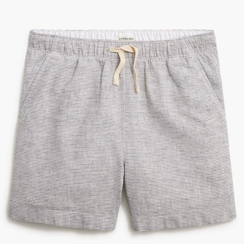 NWT Crewcuts J. Crew Striped Dock Shorts Drawstring Waist Gray White Boys Size 5